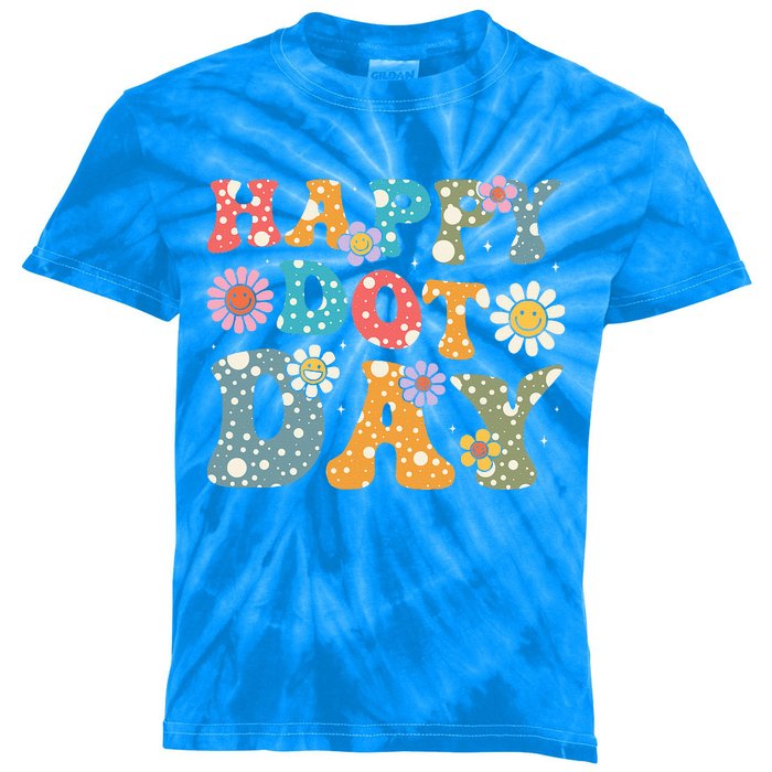 Happy Dot Day Hippie Flowers Retro Groovy Teacher Kids Tie-Dye T-Shirt