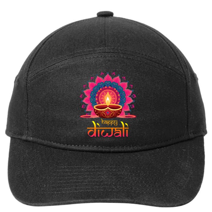 Happy Diwali Deepavali Hindu Indian Festival Of Lights 7-Panel Snapback Hat