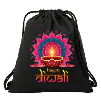 Happy Diwali Deepavali Hindu Indian Festival Of Lights Drawstring Bag