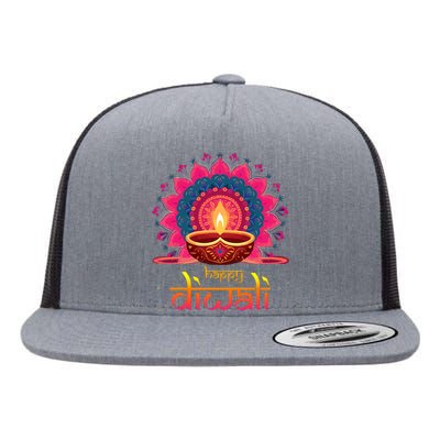 Happy Diwali Deepavali Hindu Indian Festival Of Lights Flat Bill Trucker Hat