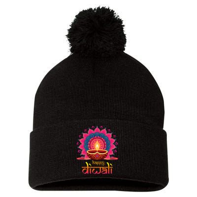 Happy Diwali Deepavali Hindu Indian Festival Of Lights Pom Pom 12in Knit Beanie