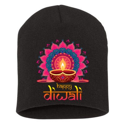 Happy Diwali Deepavali Hindu Indian Festival Of Lights Short Acrylic Beanie