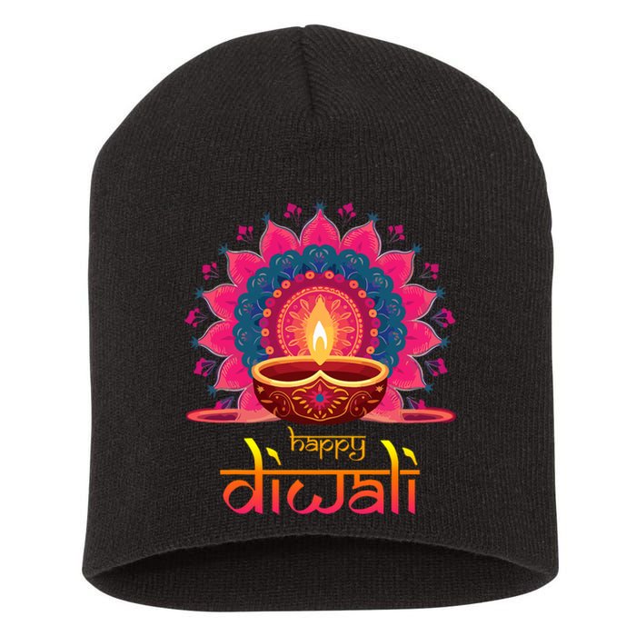 Happy Diwali Deepavali Hindu Indian Festival Of Lights Short Acrylic Beanie