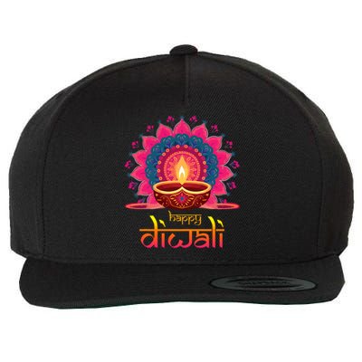 Happy Diwali Deepavali Hindu Indian Festival Of Lights Wool Snapback Cap