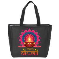 Happy Diwali Deepavali Hindu Indian Festival Of Lights Zip Tote Bag