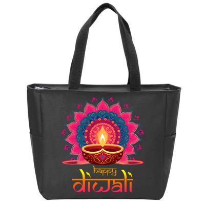 Happy Diwali Deepavali Hindu Indian Festival Of Lights Zip Tote Bag