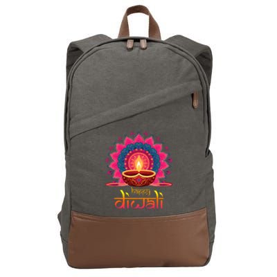 Happy Diwali Deepavali Hindu Indian Festival Of Lights Cotton Canvas Backpack