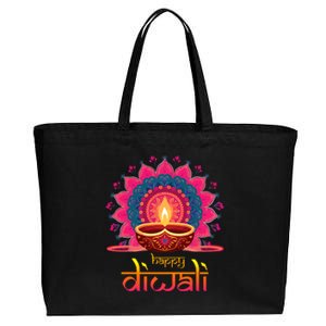 Happy Diwali Deepavali Hindu Indian Festival Of Lights Cotton Canvas Jumbo Tote