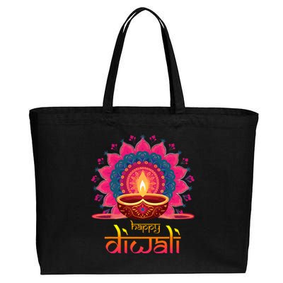 Happy Diwali Deepavali Hindu Indian Festival Of Lights Cotton Canvas Jumbo Tote