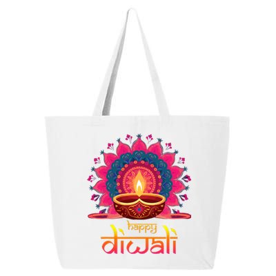 Happy Diwali Deepavali Hindu Indian Festival Of Lights 25L Jumbo Tote