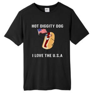 Hot Diggity Dog I Love Usa Gift Funny Fourth Of July Gift Tall Fusion ChromaSoft Performance T-Shirt