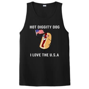 Hot Diggity Dog I Love Usa Gift Funny Fourth Of July Gift PosiCharge Competitor Tank