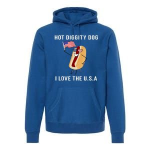 Hot Diggity Dog I Love Usa Gift Funny Fourth Of July Gift Premium Hoodie