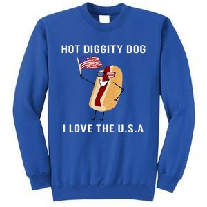 Hot Diggity Dog I Love Usa Gift Funny Fourth Of July Gift Tall Sweatshirt