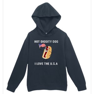 Hot Diggity Dog I Love Usa Gift Funny Fourth Of July Gift Urban Pullover Hoodie