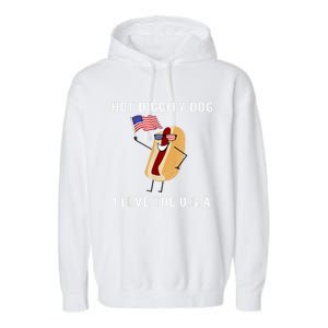 Hot Diggity Dog I Love Usa Gift Funny Fourth Of July Gift Garment-Dyed Fleece Hoodie