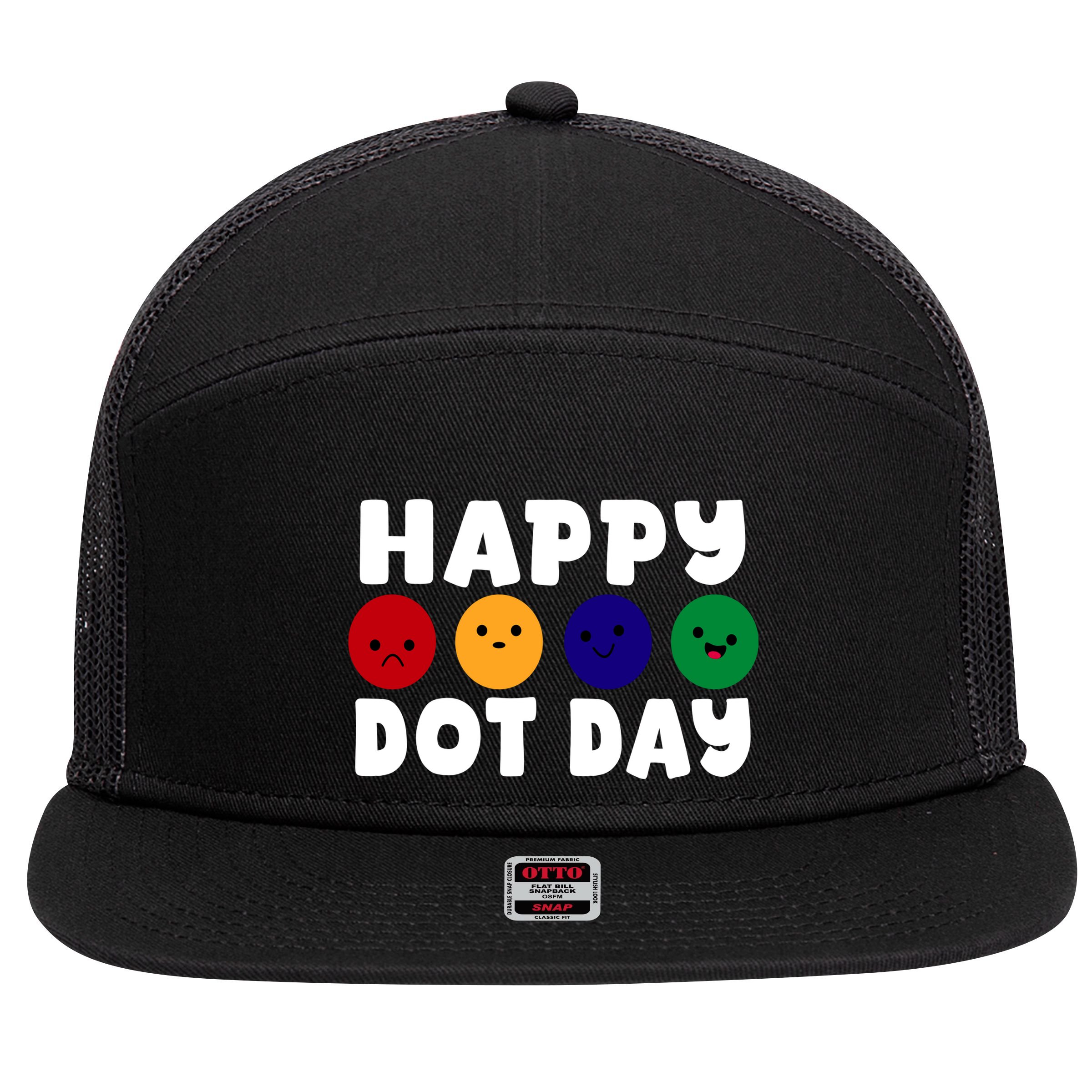 Happy Dot Day 7 Panel Mesh Trucker Snapback Hat