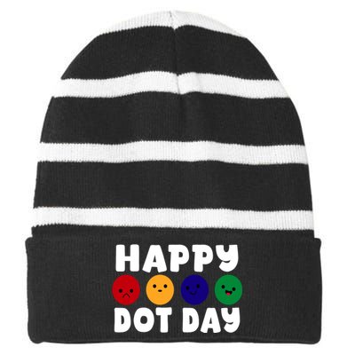 Happy Dot Day Striped Beanie with Solid Band