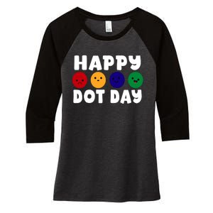 Happy Dot Day Women's Tri-Blend 3/4-Sleeve Raglan Shirt