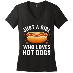 Hot Dog Design For Women Food Hotdog Lovers Women's V-Neck T-Shirt