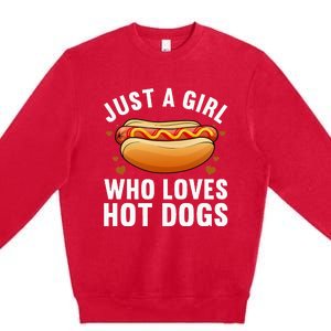 Hot Dog Design For Women Food Hotdog Lovers Premium Crewneck Sweatshirt