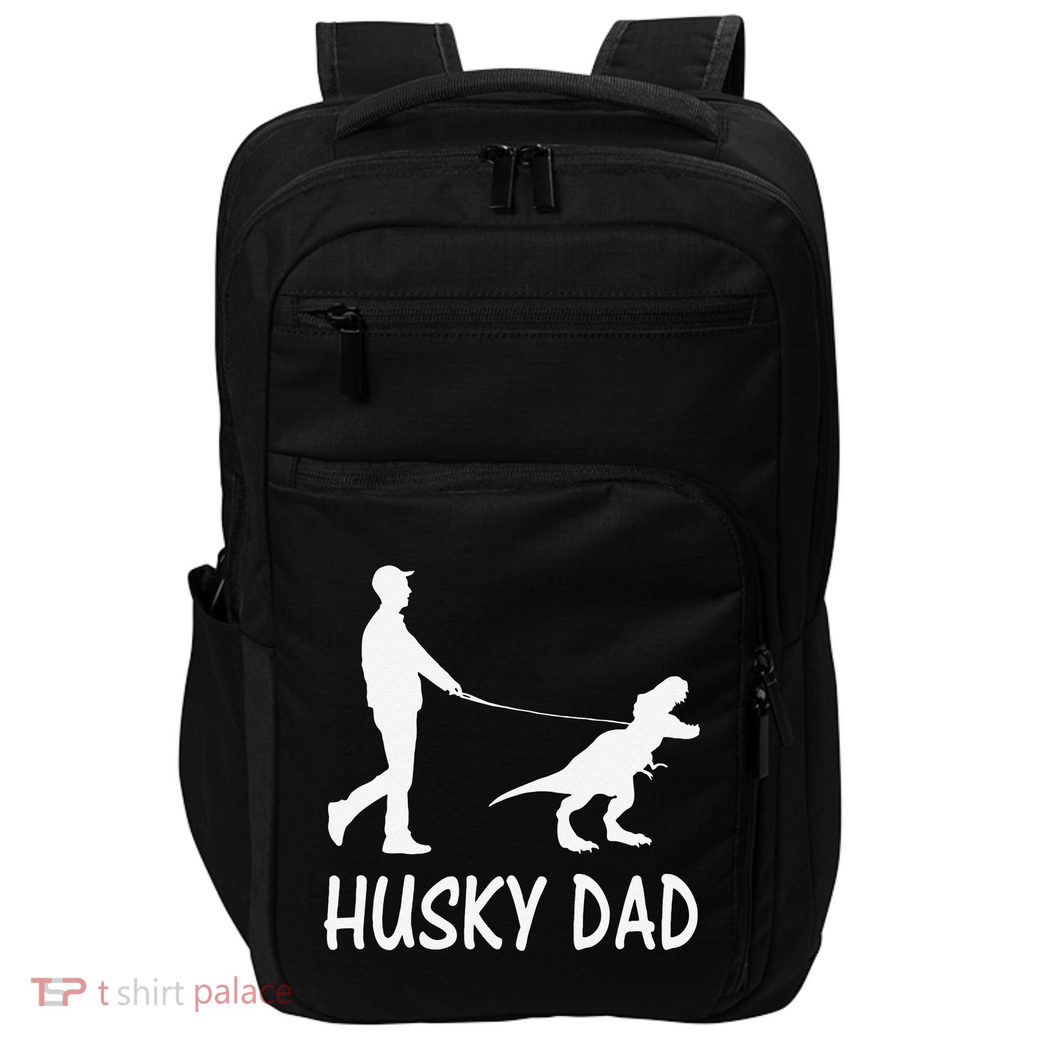 Husky Dad Dinosaur Siberian Husky Dog Owner Funny Father Day Impact Tech Backpack