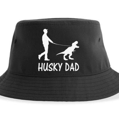 Husky Dad Dinosaur Siberian Husky Dog Owner Funny Father Day Sustainable Bucket Hat