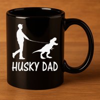 Husky Dad Dinosaur Siberian Husky Dog Owner Funny Father Day 11oz C Handle Ceramic Mug