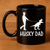 Husky Dad Dinosaur Siberian Husky Dog Owner Funny Father Day 11oz C Handle Ceramic Mug