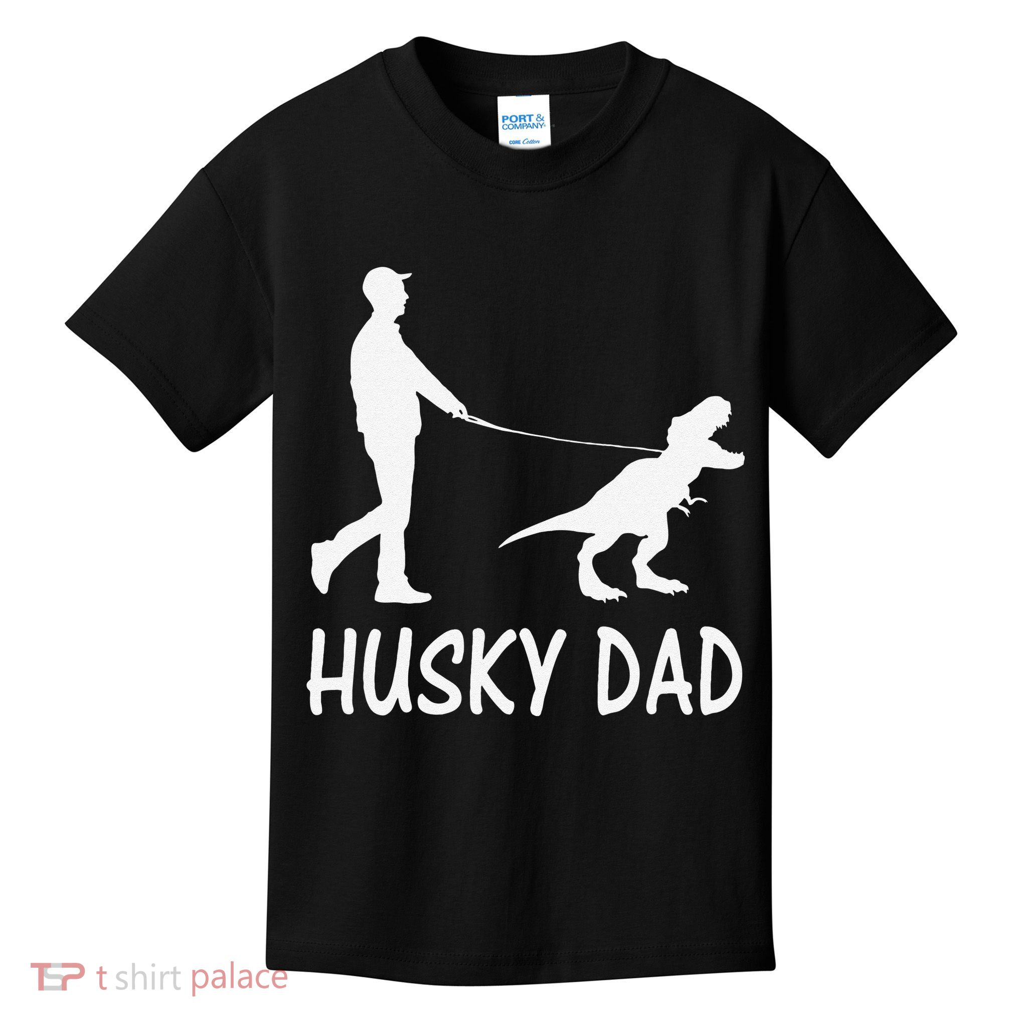 Husky Dad Dinosaur Siberian Husky Dog Owner Funny Father Day Kids T-Shirt