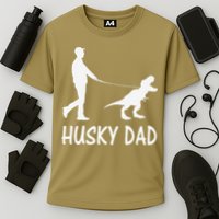 Husky Dad Dinosaur Siberian Husky Dog Owner Funny Father Day Cooling Performance Crew T-Shirt