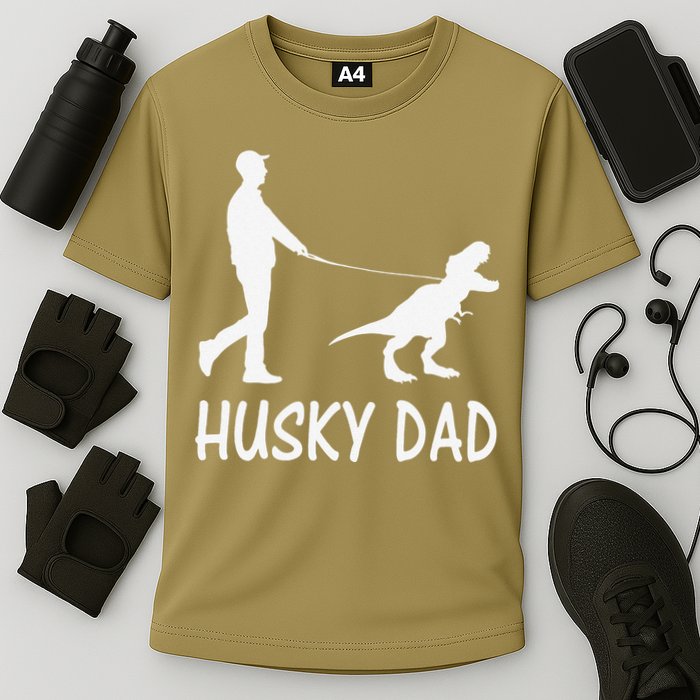 Husky Dad Dinosaur Siberian Husky Dog Owner Funny Father Day Cooling Performance Crew T-Shirt