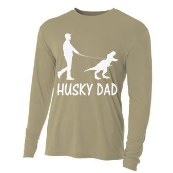 Husky Dad Dinosaur Siberian Husky Dog Owner Funny Father Day Cooling Performance Long Sleeve Crew