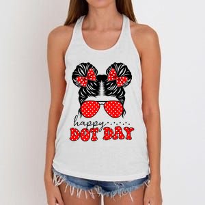 Happy Dot Day Messy Bun International Dots Day Teacher Women's Knotted Racerback Tank