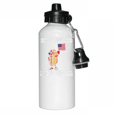 Hot Diggity Dog July 4th Patriotic BBQ Picnic America Funny Aluminum Water Bottle 