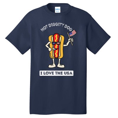 Hot Diggity Dog July 4th Patriotic BBQ Picnic Cookout Funny Tall T-Shirt