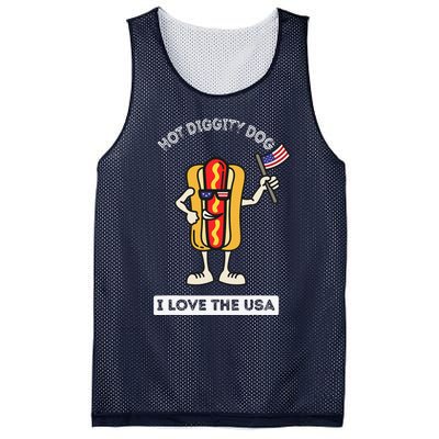 Hot Diggity Dog July 4th Patriotic BBQ Picnic Cookout Funny Mesh Reversible Basketball Jersey Tank