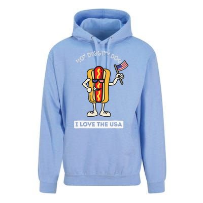 Hot Diggity Dog July 4th Patriotic BBQ Picnic Cookout Funny Unisex Surf Hoodie