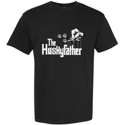 Huskyfather Dog Dad Puppy Paw Print Fun Animal FathersDay Garment-Dyed Heavyweight T-Shirt