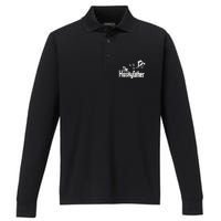 Huskyfather Dog Dad Puppy Paw Print Fun Animal FathersDay Performance Long Sleeve Polo