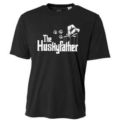 Huskyfather Dog Dad Puppy Paw Print Fun Animal FathersDay Cooling Performance Crew T-Shirt