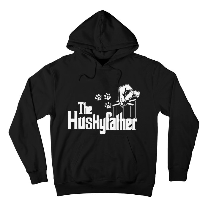 Huskyfather Dog Dad Puppy Paw Print Fun Animal FathersDay Hoodie