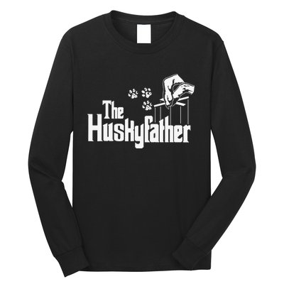 Huskyfather Dog Dad Puppy Paw Print Fun Animal FathersDay Long Sleeve Shirt