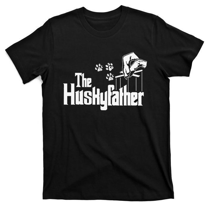 Huskyfather Dog Dad Puppy Paw Print Fun Animal FathersDay T-Shirt