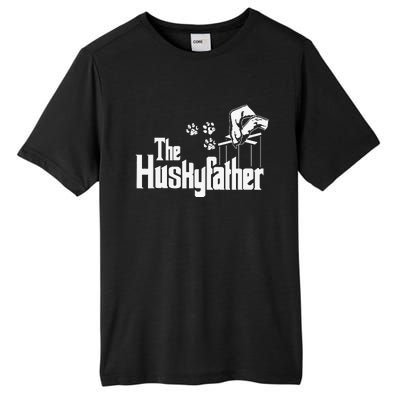 Huskyfather Dog Dad Puppy Paw Print Fun Animal FathersDay Tall Fusion ChromaSoft Performance T-Shirt