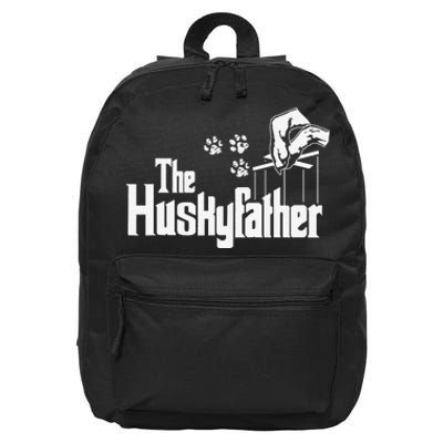 Huskyfather Dog Dad Puppy Paw Print Fun Animal FathersDay 16 in Basic Backpack