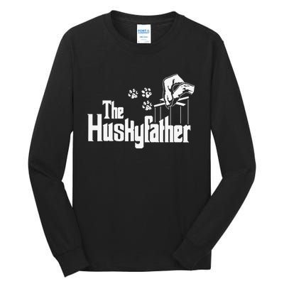 Huskyfather Dog Dad Puppy Paw Print Fun Animal FathersDay Tall Long Sleeve T-Shirt