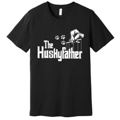 Huskyfather Dog Dad Puppy Paw Print Fun Animal FathersDay Premium T-Shirt