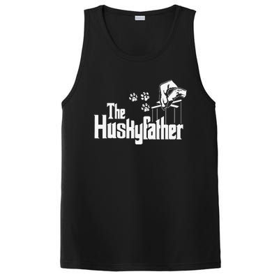 Huskyfather Dog Dad Puppy Paw Print Fun Animal FathersDay PosiCharge Competitor Tank