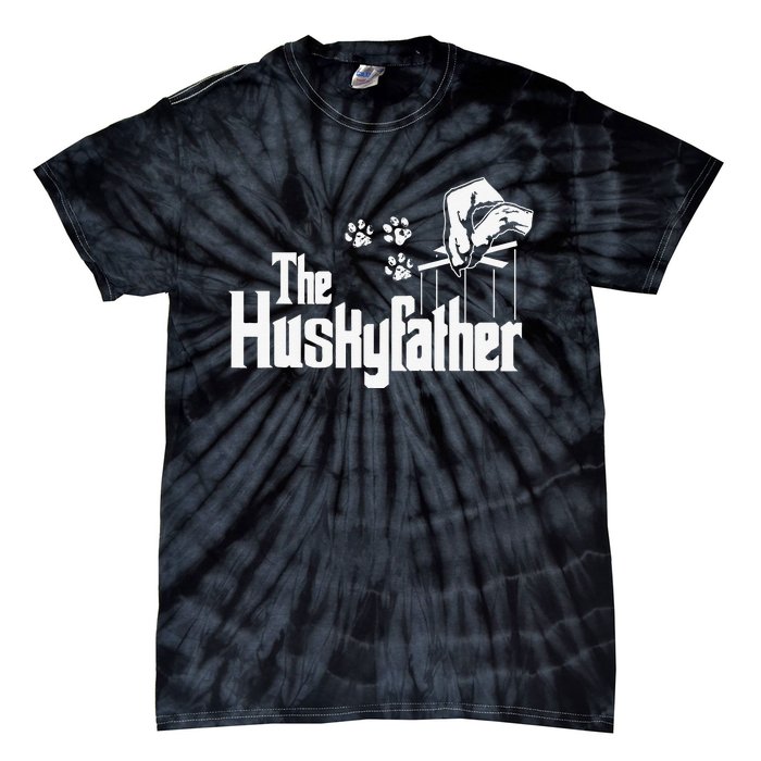 Huskyfather Dog Dad Puppy Paw Print Fun Animal FathersDay Tie-Dye T-Shirt